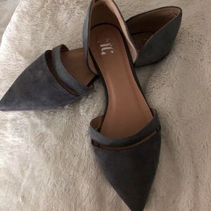 Navy blue suede flats